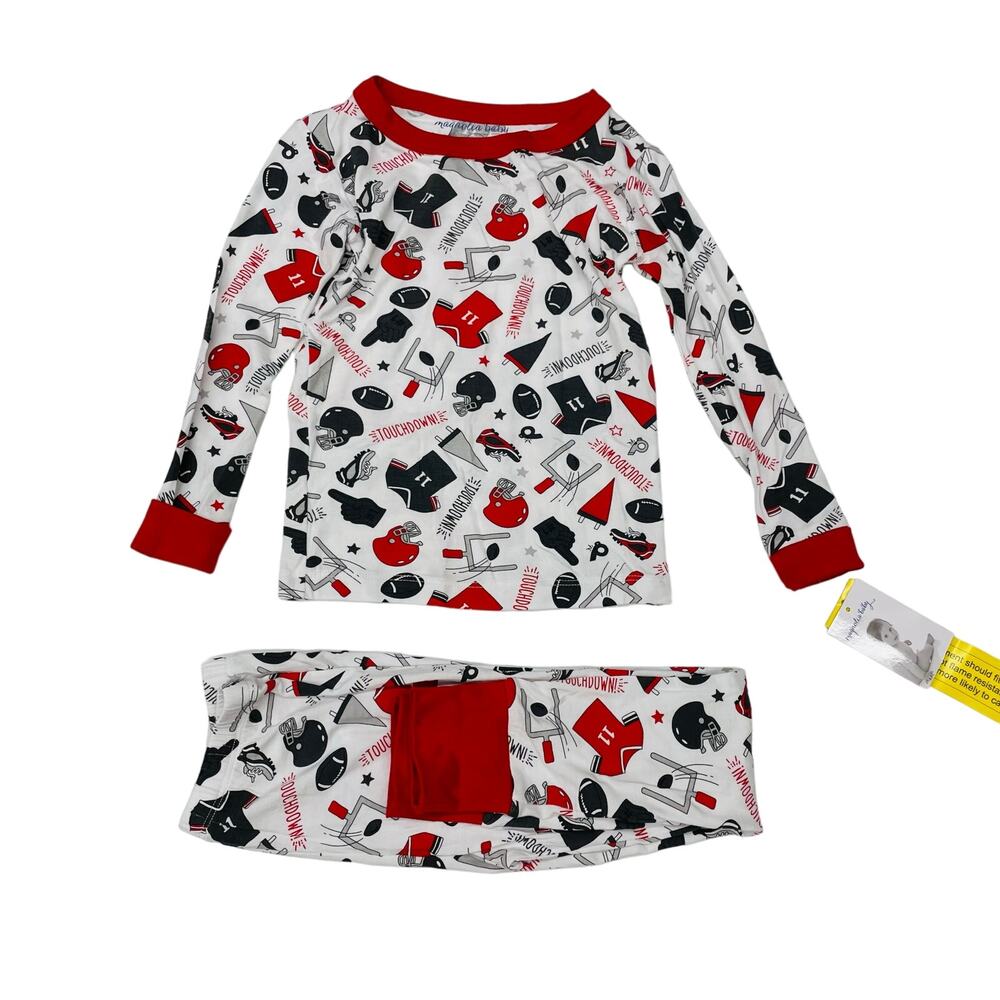 NWT Magnolia Baby Size 5 Red Touchdown PJs